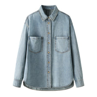 Minimalist Basic Commuter Denim Blue Shirt Top