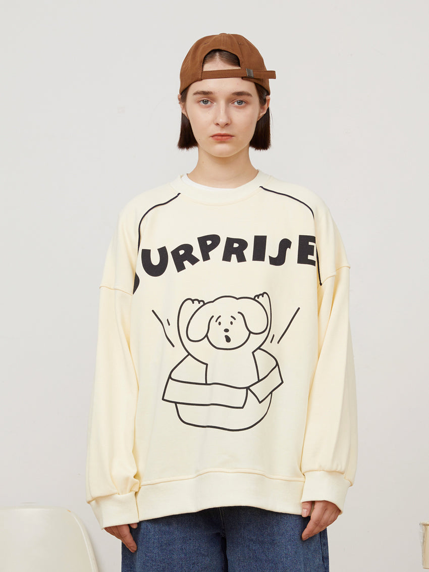Doggy pattern crew neck top