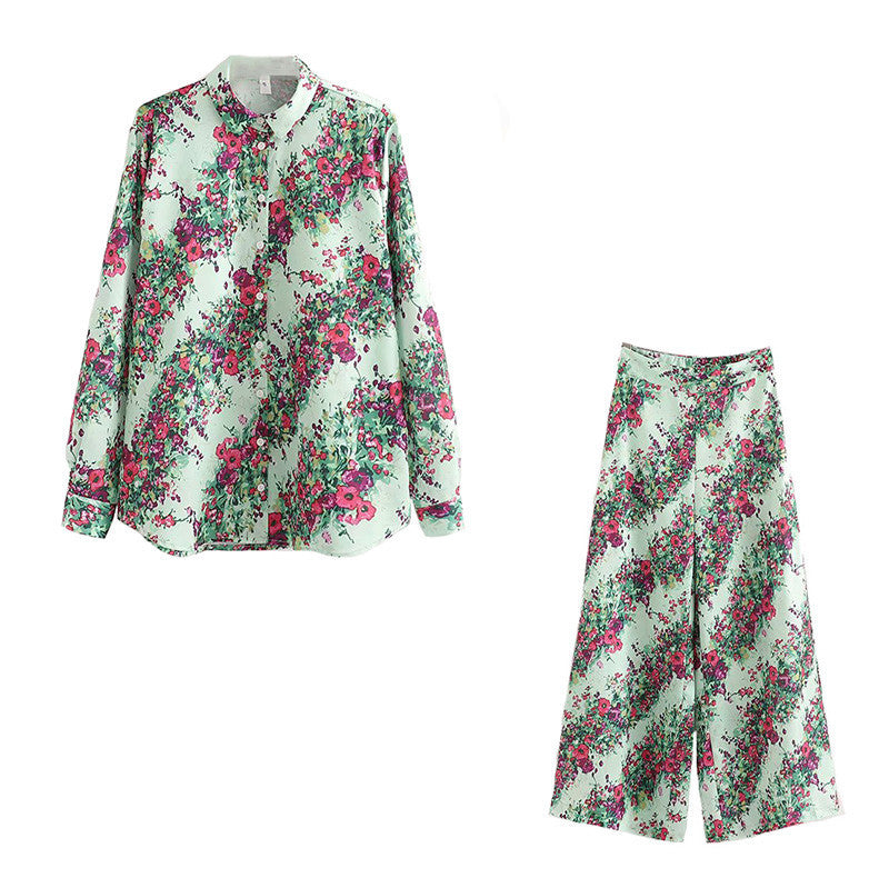 European And American Style Floral Fashion Casual Elegant Shirt Top