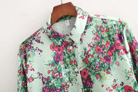 European And American Style Floral Fashion Casual Elegant Shirt Top