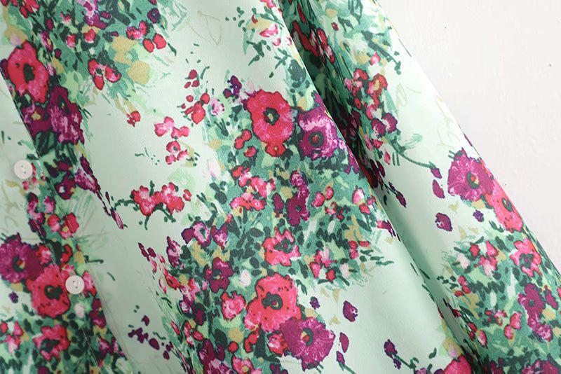 European And American Style Floral Fashion Casual Elegant Shirt Top
