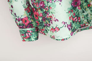 European And American Style Floral Fashion Casual Elegant Shirt Top
