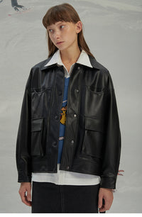 Leather biker jacket