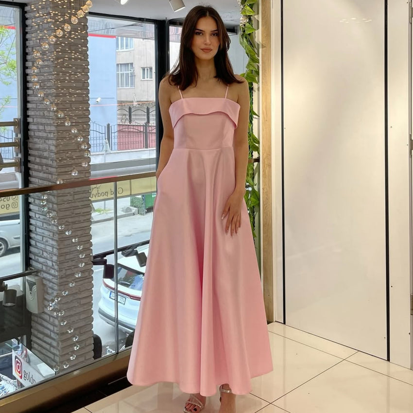 Solid Color Sexy Sleeveless Backless Tube Top Waist Long Dress