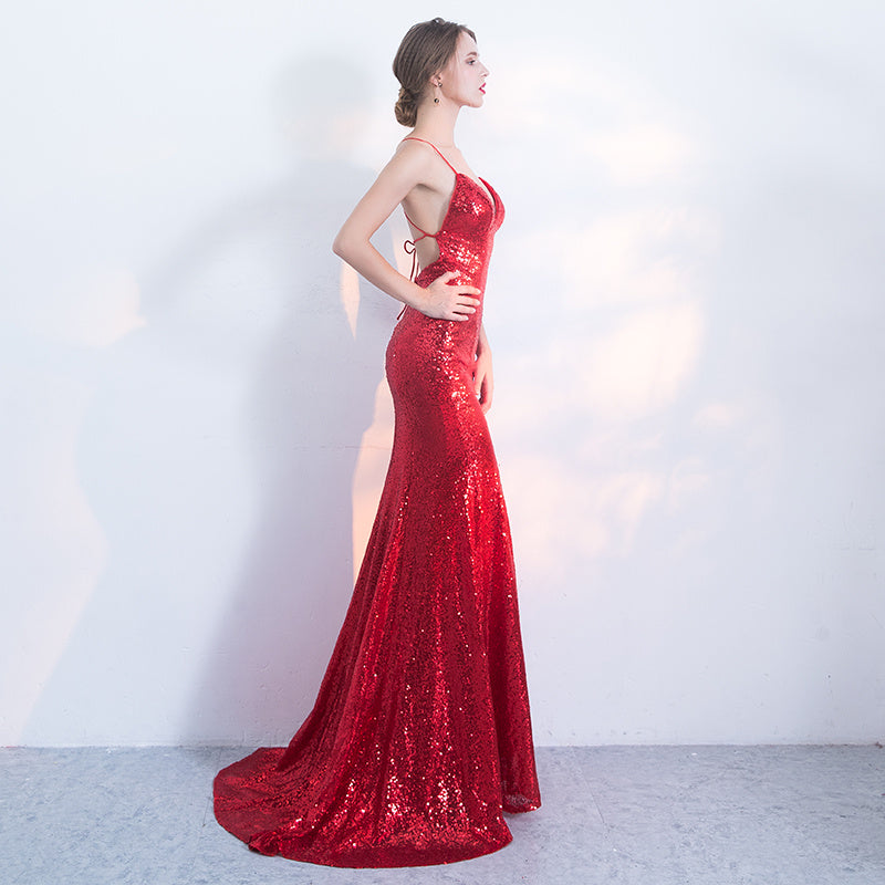 Banquet Long Noble Slim Sexy Backless Bride Toast Dress