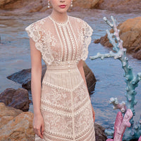 Heavy Industry Crocheted Lace Temperament Embroidered Court Dress