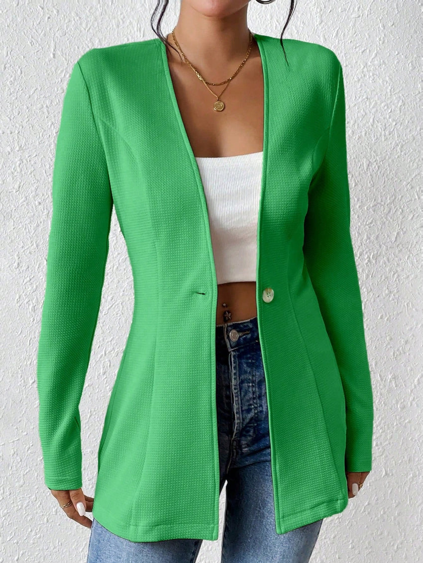 Korean Fashion Temperament V-neck Long Sleeve Small Suit Jacket