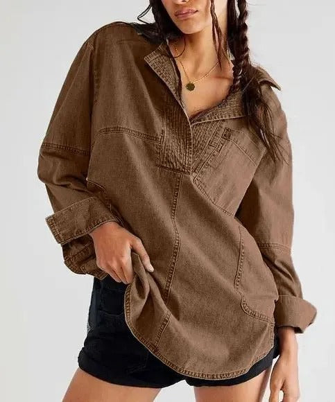 Lapel Casual Slimming Shirt Denim Coat