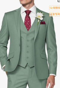 Men's Solid Color Business Jacket Vest Pants Set