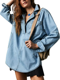 Lapel Casual Slimming Shirt Denim Coat
