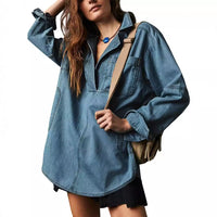 Lapel Casual Slimming Shirt Denim Coat