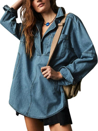 Lapel Casual Slimming Shirt Denim Coat
