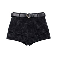 Textured Sleeveless O-neck Short Tweed Sleeveless Waistcoat Outerwear