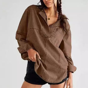 Lapel Casual Slimming Shirt Denim Coat