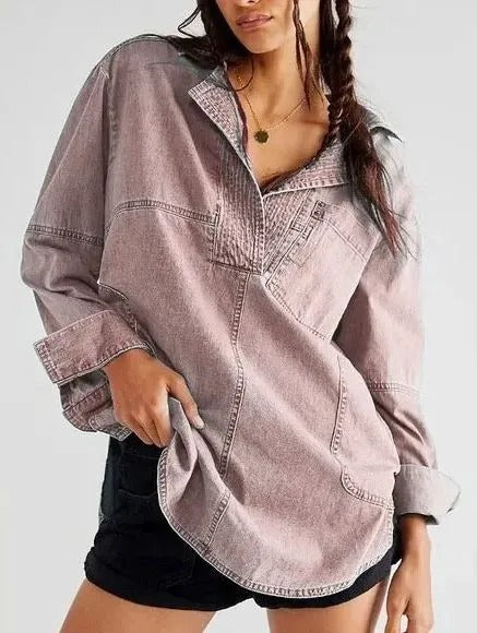 Lapel Casual Slimming Shirt Denim Coat