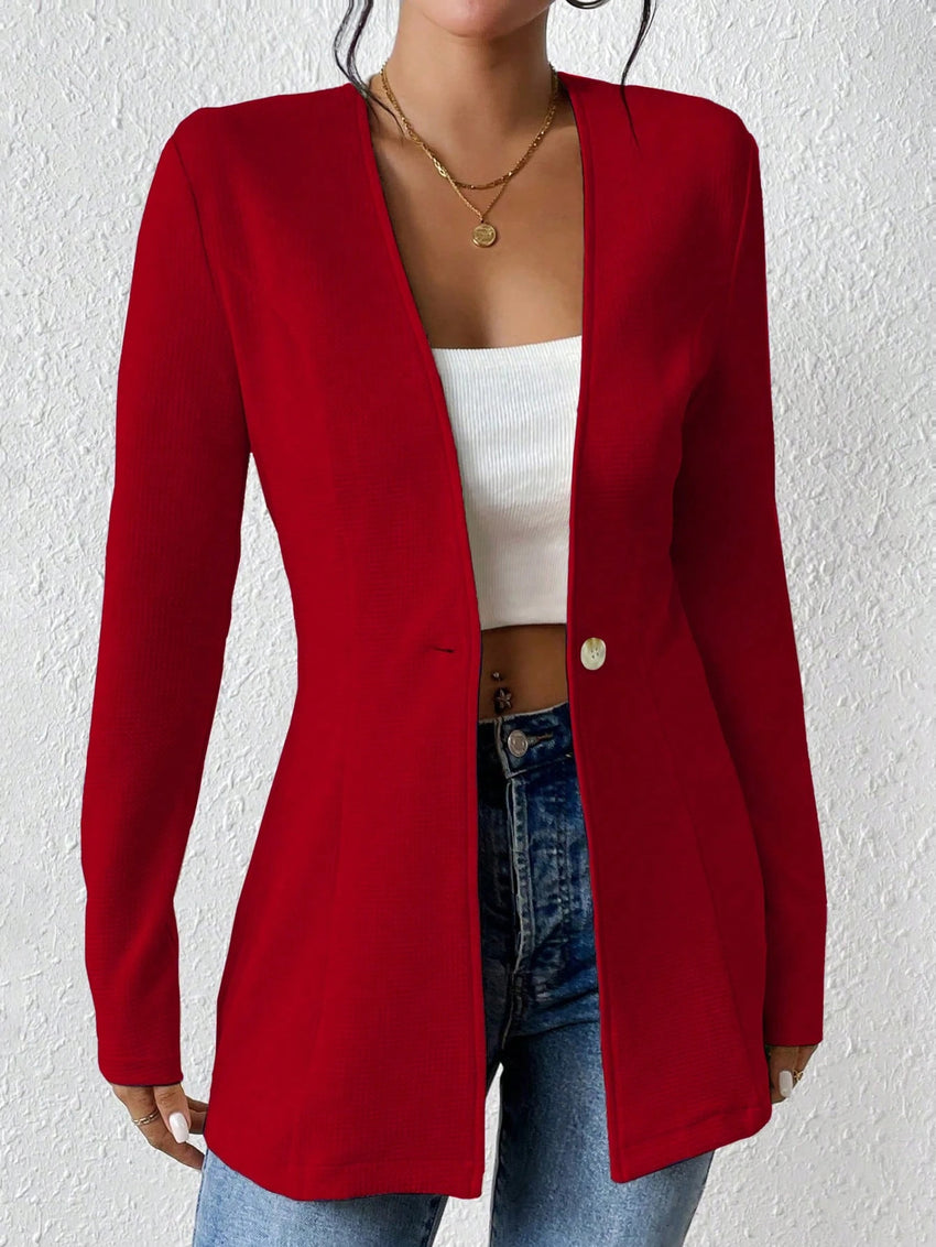 Korean Fashion Temperament V-neck Long Sleeve Small Suit Jacket