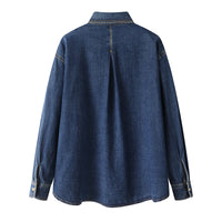 Minimalist Basic Commuter Denim Blue Shirt Top
